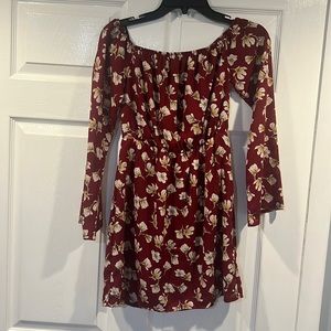 Burgundy long sleeve dress, size 8.